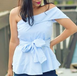 One shoulder striped top
